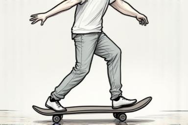 Still frame from a video tutorial on pushing a skateboard